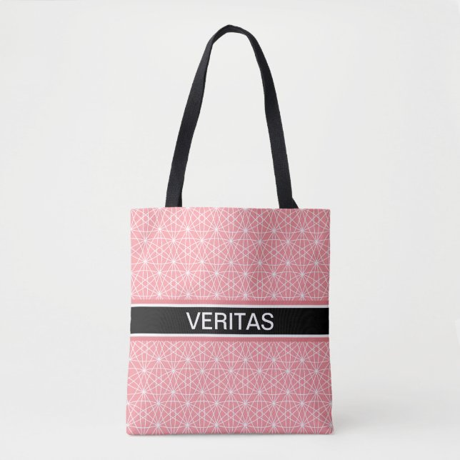 Elegant korallrosa & vit stjärnmönster tygkasse (Framsida)
