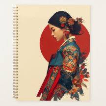 Elegant koreansk kvinna i Hanbok Porträtt Konst Ca