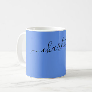 Elegant Kornblå Färg Namn Personlig Kaffemugg