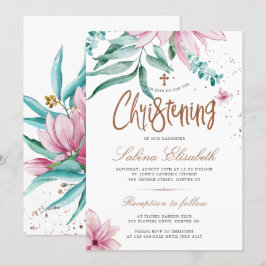 Elegant kors akvarell blomster dop inbjudningar