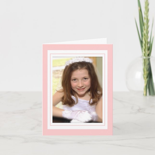 Elegant kors i rosa foto tackkort (Framsida)