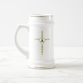 Elegant kors och hjärta Guds kärlek Vit initial Sejdel