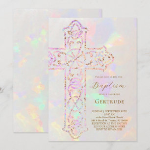 elegant kors opal design Dopning Inbjudningar