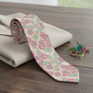 Elegant Körsbärsblom Floral Konst Bröllop Schlips Slips