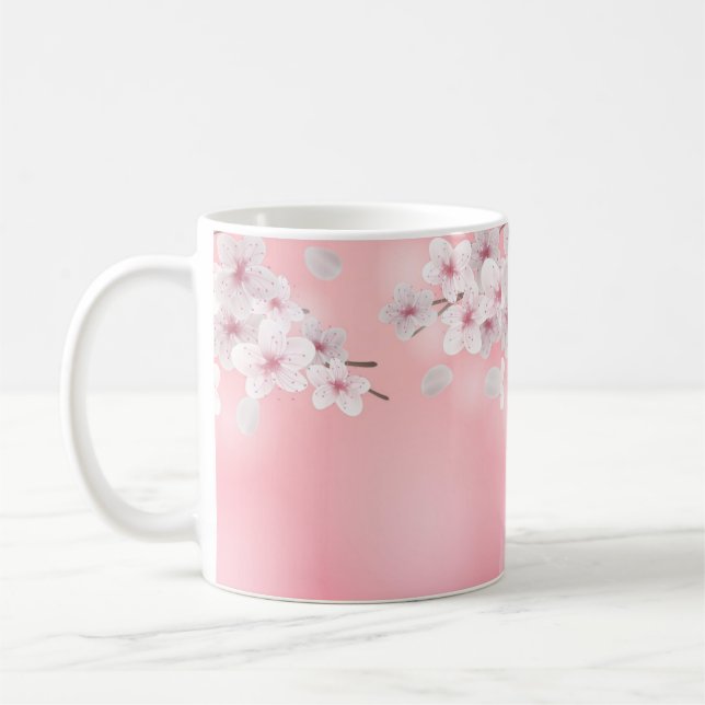 Elegant Körsbärsblom Konst Kaffemugg (Vänster)