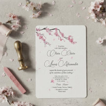 Elegant körsbärsblom rosa akvarell bröllop