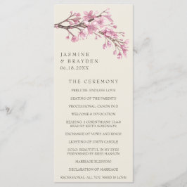 Elegant Körsbärsblom Rosa Blommig Bröllop Program