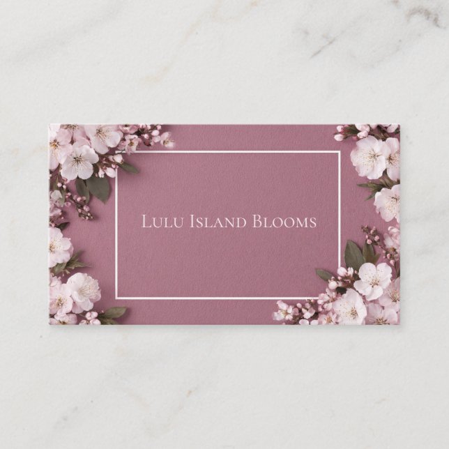 Elegant Körsbärsblom Rosa Blommig Mauve Visitkort (Framsida)