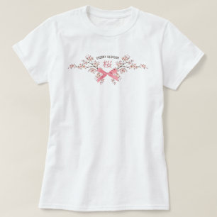 Elegant Körsbärsblom Sakura med Rosa Lintbåge T Shirt