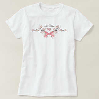 Elegant Körsbärsblom Sakura med Rosa Lintbåge T Shirt