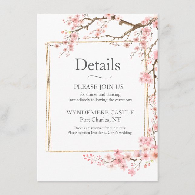 Elegant körsbärsblom tilläggskort (Framsida)