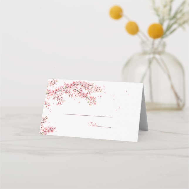 Elegant Körsbärsblom Wedding Placeringskort (Baksida)