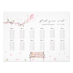 Elegant Körsbärsblom Wedding Seating Chart Poster