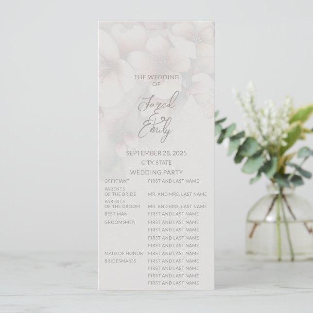 Elegant Körsbärsblom Weddingprogram | Fullständig Inbjudningar (Stående Fram)