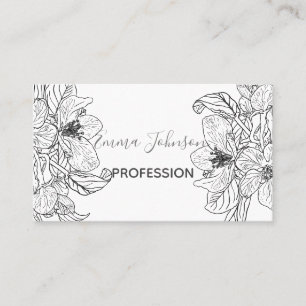 Elegant Körsbärsfärgsblommor Svartvit Blommar Visitkort
