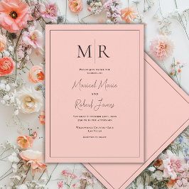 Elegant körsbärsmonogram Modern Bröllop Inbjudningar