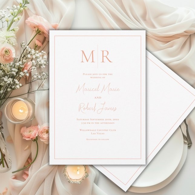 Elegant körsbärsmonogram Modern Bröllop Inbjudningar (Skapare uppladdad)