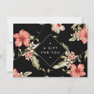 Elegant-kort för Blommönster i svartvitt och Guld