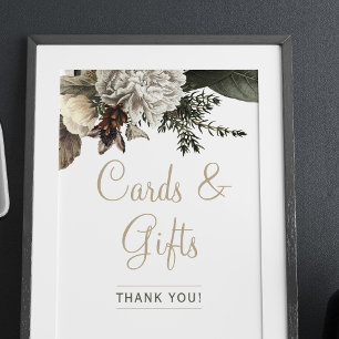 Elegant kort och gåvor blommigt vinterbröllop poster