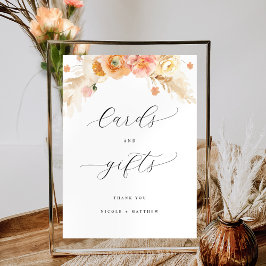Elegant-kort och presentkort Peach Blommigt Bröllo Poster