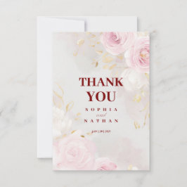 Elegant-kortet Rosa ros & Guld Tack Bröllop