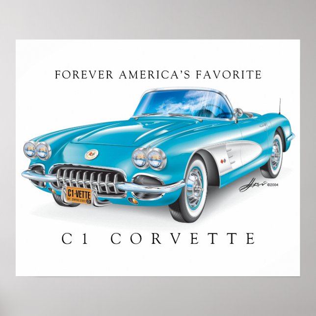 Elegant Korvette C1-isolering Cascade Färg Poster (Framsidan)