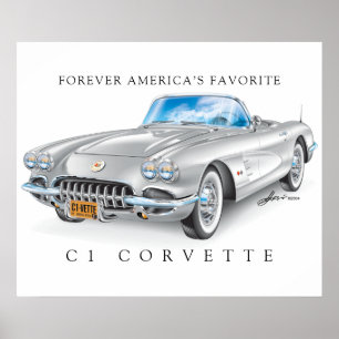 Elegant Korvette C1-isolering Silver Färg Poster