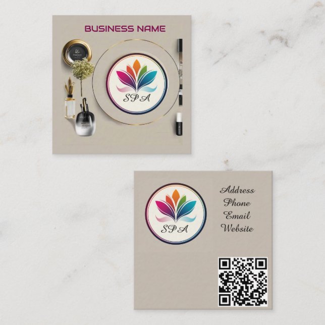 Elegant Kosmetisk Arrangemang Visning Fyrkantigt Visitkort (Fram/baksida)