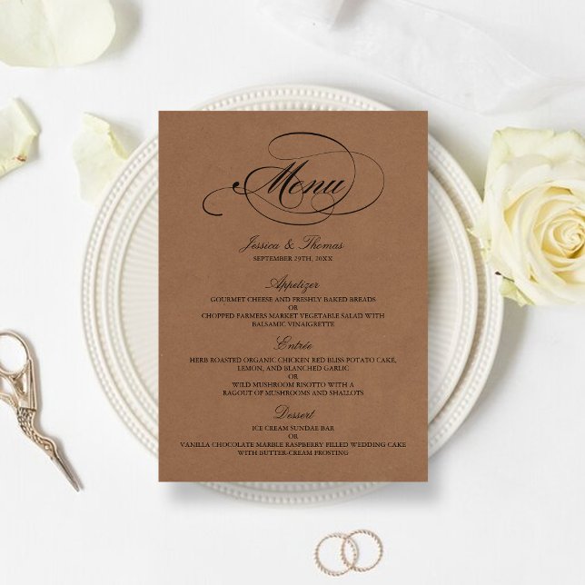 Elegant Kraft Bröllop Menu-mallar Meny (Skapare uppladdad)