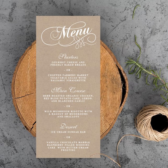 Elegant Kraft Bröllop Menu-mallar Meny (Skapare uppladdad)