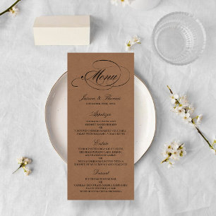 Elegant Kraft Bröllop Menu-mallar Meny