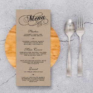 Elegant Kraft Bröllop Menu-mallar Reklamkort