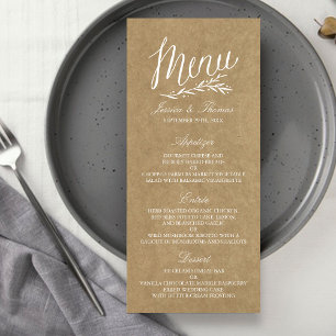 Elegant Kraft Bröllop Menu-mallar Reklamkort