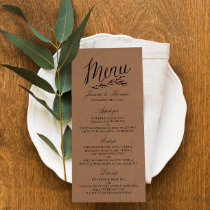 Elegant Kraft Bröllop Menu-mallar Reklamkort