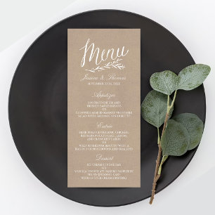 Elegant Kraft Bröllop Menu-mallar Reklamkort