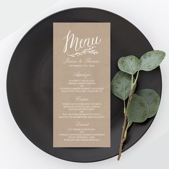 Elegant Kraft Bröllop Menu-mallar Reklamkort (Skapare uppladdad)