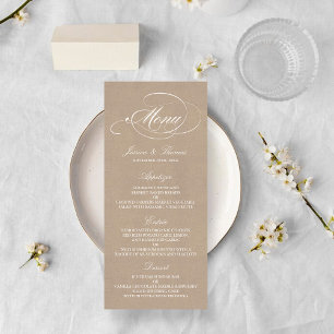 Elegant Kraft Bröllop Menu-mallar Reklamkort