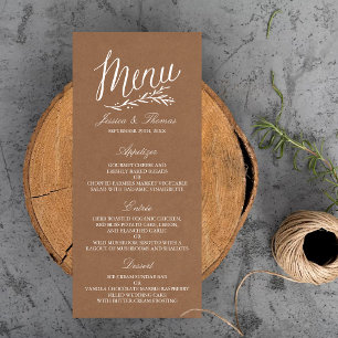 Elegant Kraft Bröllop Menu-mallar Reklamkort