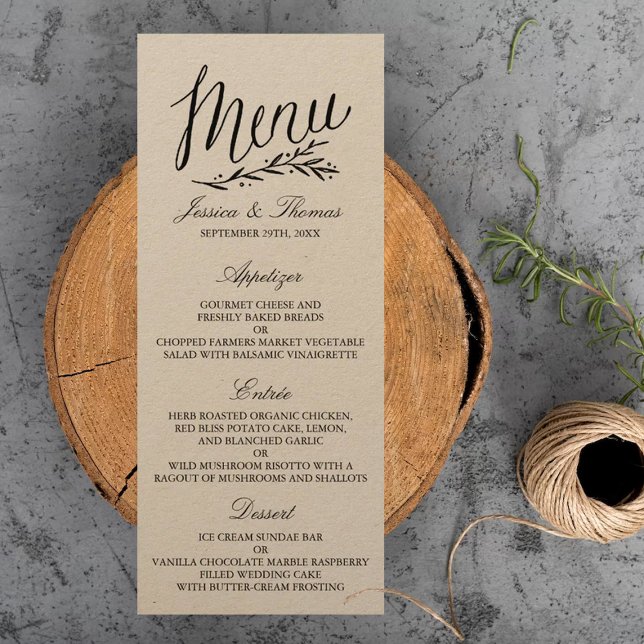 Elegant Kraft Bröllop Menu-mallar Reklamkort (Skapare uppladdad)