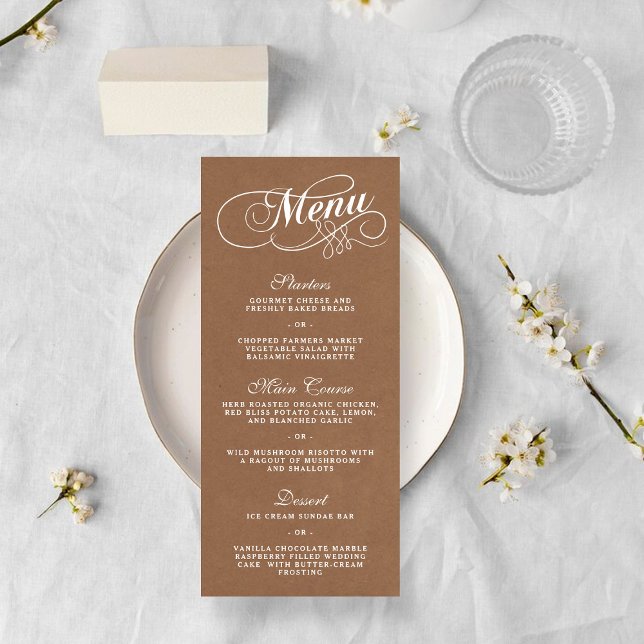 Elegant Kraft Bröllop Menu-mallar Reklamkort (Skapare uppladdad)