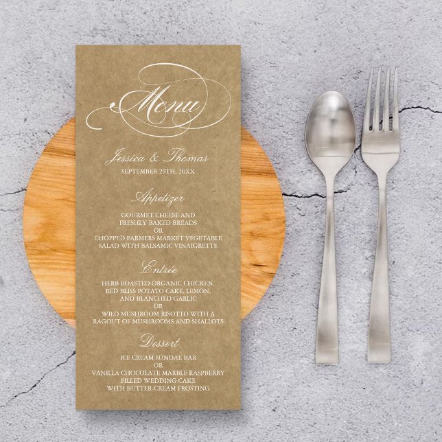Elegant Kraft Bröllop Menu-mallar Reklamkort (Skapare uppladdad)