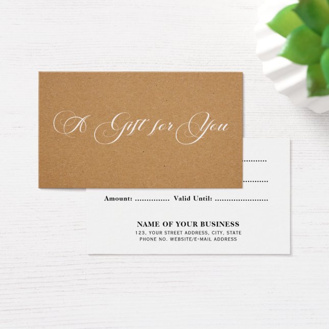 Elegant Kraft Business Gift Certificate Visitkort (Skivbord)