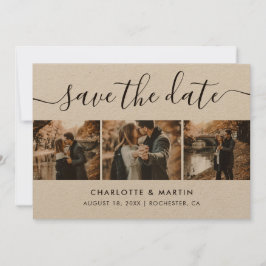 Elegant Kraft Papper Photo Collage Spara Datumet