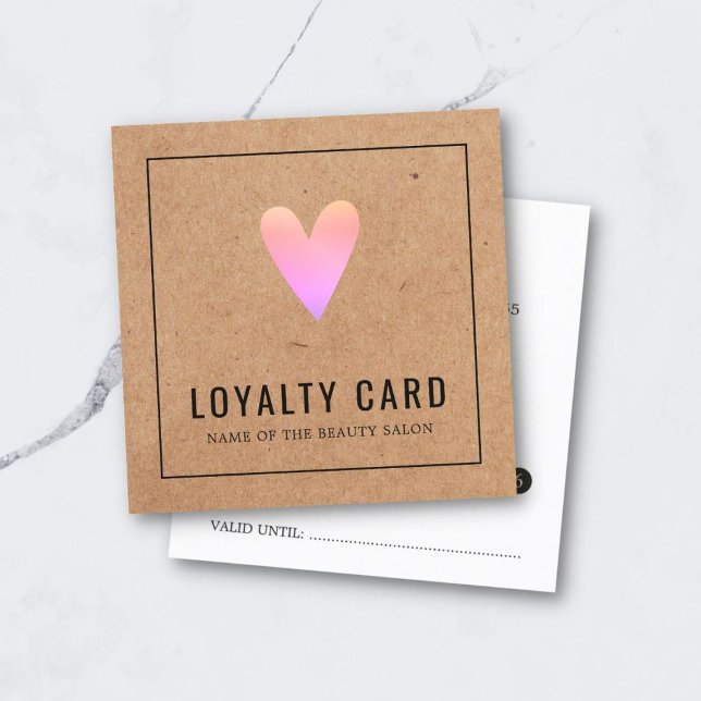 Elegant Kraft Rosa Heart Beauty Salon Loyalty Card Lojalitetskort (Skapare uppladdad)