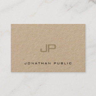 Elegant Kraft Sleek Modern Artistic Monogram Plain Visitkort