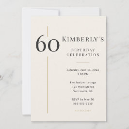 Elegant kräm & guld 60-årsdag inbjudningar