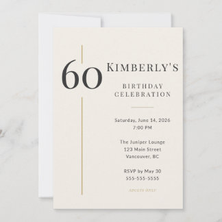 Elegant kräm & guld 60-årsdag inbjudningar