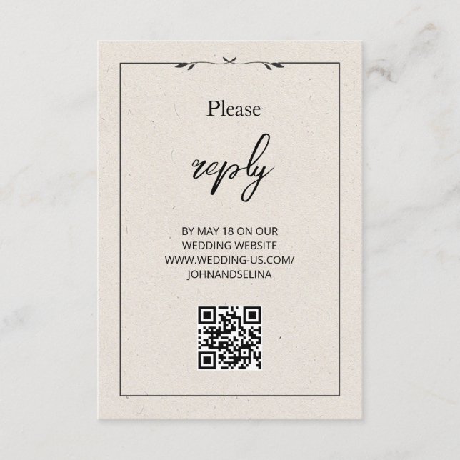 Elegant kräm Modern text och QR-bifogad kort (Framsida)