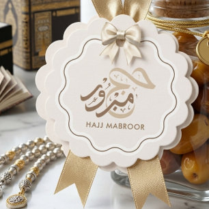 Elegant Kräm och Guld Hajj Mabroor Scalloped Gåvor Etiketter