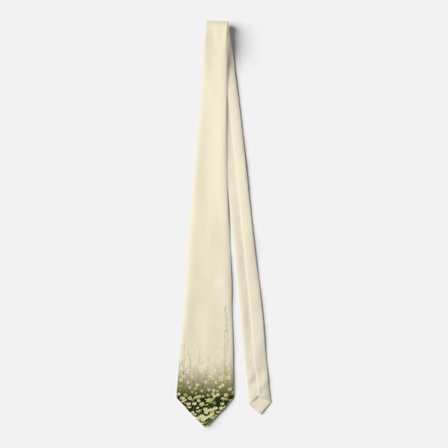 Elegant kräm och salvia grön äng vildblomma  slips (Framsida)